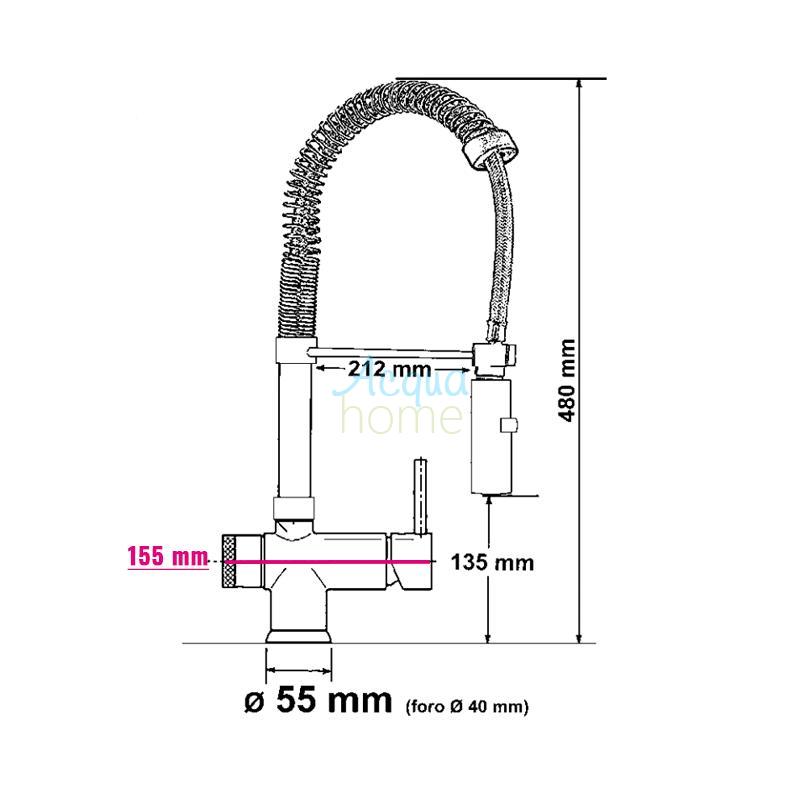 Miscelatore 3 vie per acqua depurata mod. 3250 cromato con doccetta - Shop  Depur Sistem Italia